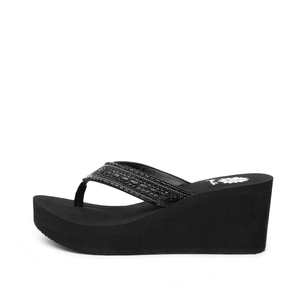YELLOW BOX Emmil BLACK Wedge Sandal MEDIUM WIDTH NEW IN BOX